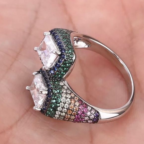 NWT PRIDE RAINBOW STERLING SILVER COCKTAIL RING - Picture 4 of 11